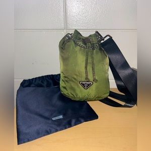 Prada Green Nylon Crossbody Bucket Bag with Dustbag